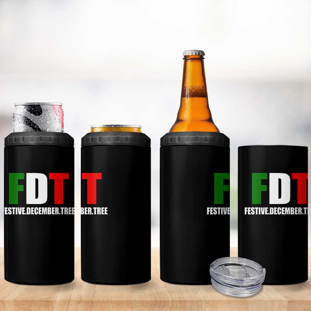 Subtle FDT Christmas 4 in 1 Can Cooler Tumbler Hidden Message Funny Festive December Tree - Wonder Print Shop