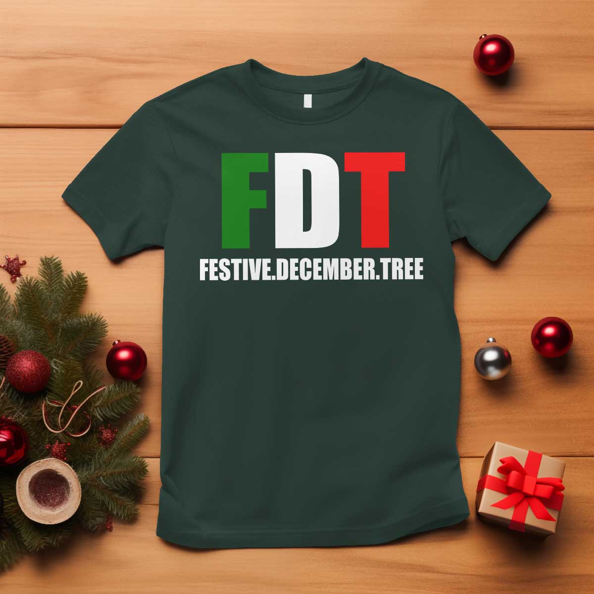 Subtle FDT Christmas T Shirt Hidden Message Funny Festive December Tree - Wonder Print Shop