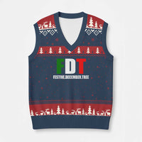 Subtle FDT Xmas V-Neck Knit Sweater Vest Hidden Message Funny Festive December Tree - Wonder Print Shop