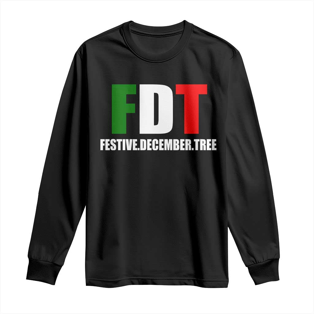 Subtle FDT Christmas Long Sleeve Shirt Hidden Message Funny Festive December Tree - Wonder Print Shop