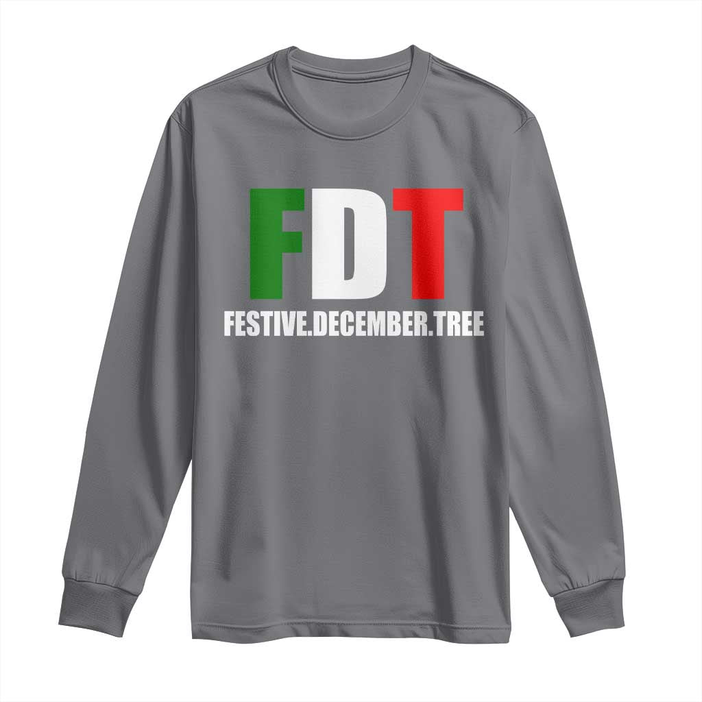 Subtle FDT Christmas Long Sleeve Shirt Hidden Message Funny Festive December Tree - Wonder Print Shop