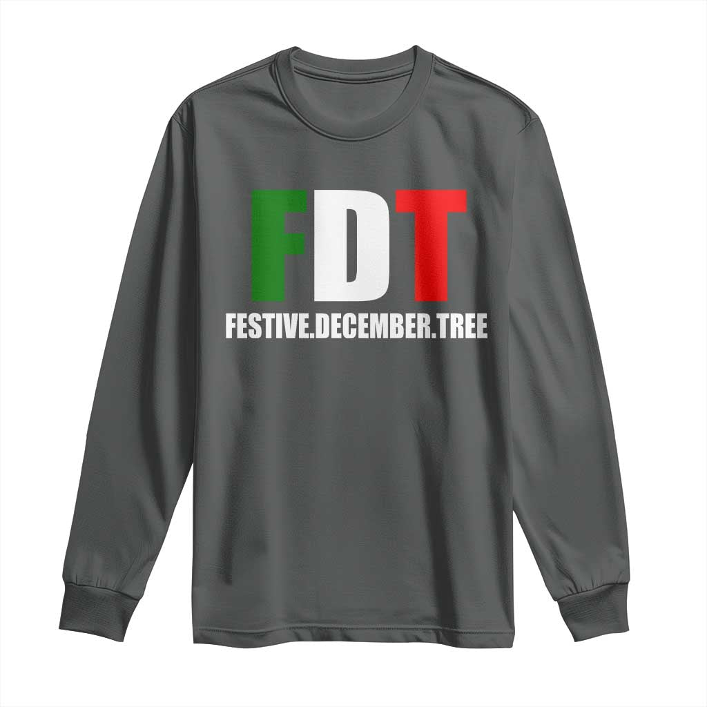Subtle FDT Christmas Long Sleeve Shirt Hidden Message Funny Festive December Tree - Wonder Print Shop