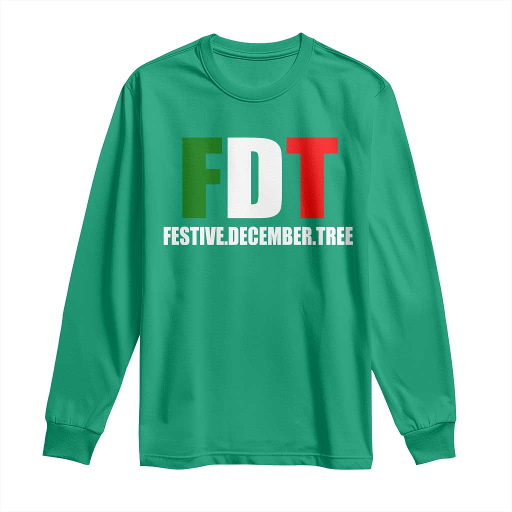 Subtle FDT Christmas Long Sleeve Shirt Hidden Message Funny Festive December Tree - Wonder Print Shop