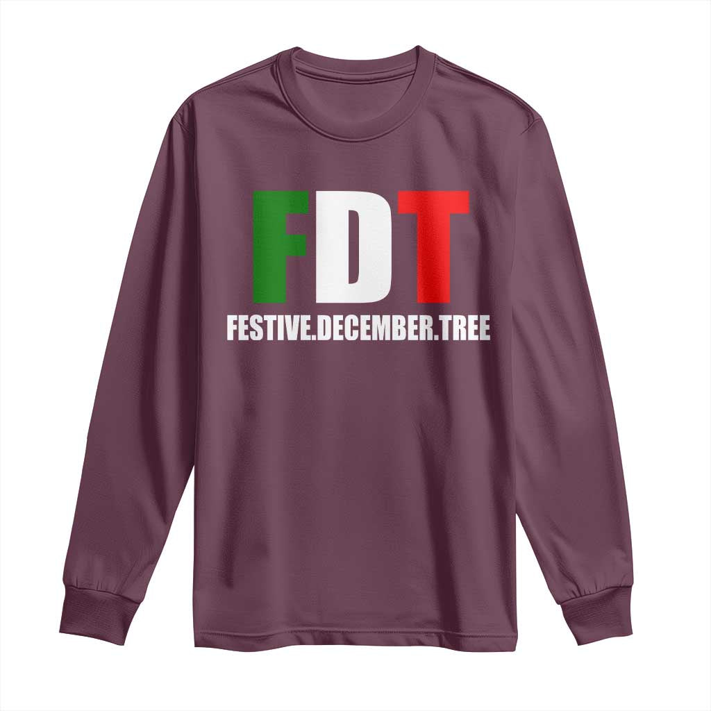Subtle FDT Christmas Long Sleeve Shirt Hidden Message Funny Festive December Tree - Wonder Print Shop