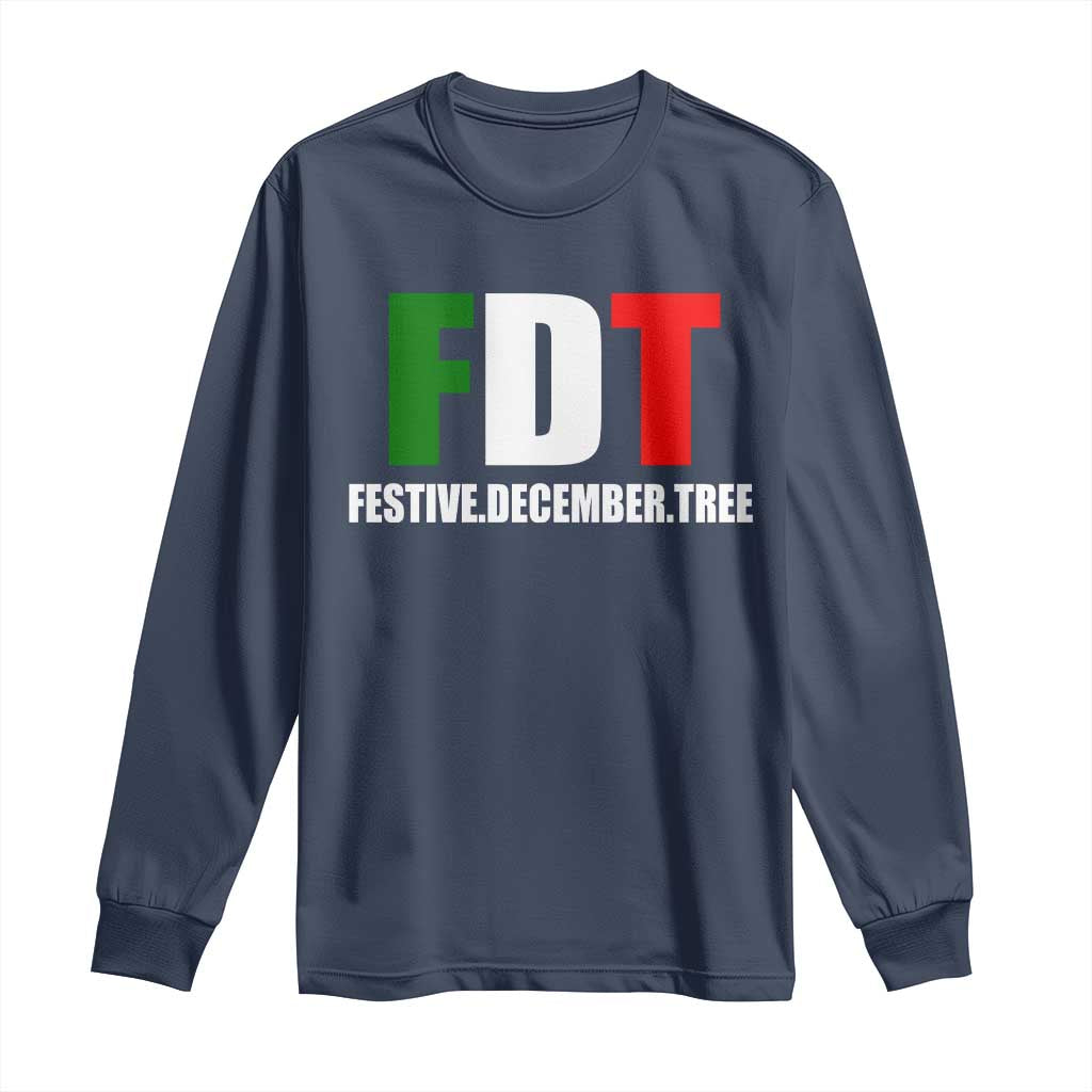 Subtle FDT Christmas Long Sleeve Shirt Hidden Message Funny Festive December Tree - Wonder Print Shop