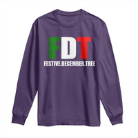 Subtle FDT Christmas Long Sleeve Shirt Hidden Message Funny Festive December Tree - Wonder Print Shop