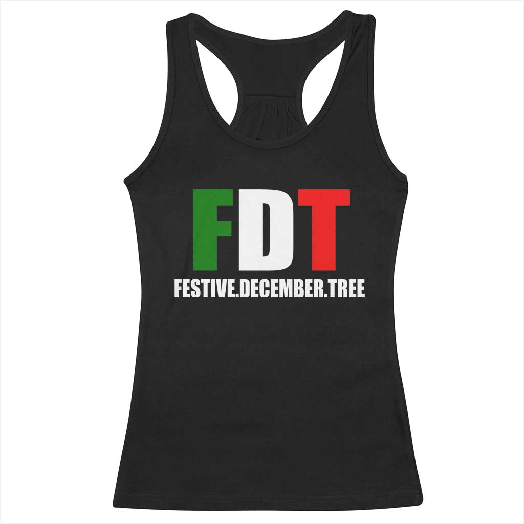 Subtle FDT Christmas Racerback Tank Top Hidden Message Funny Festive December Tree - Wonder Print Shop