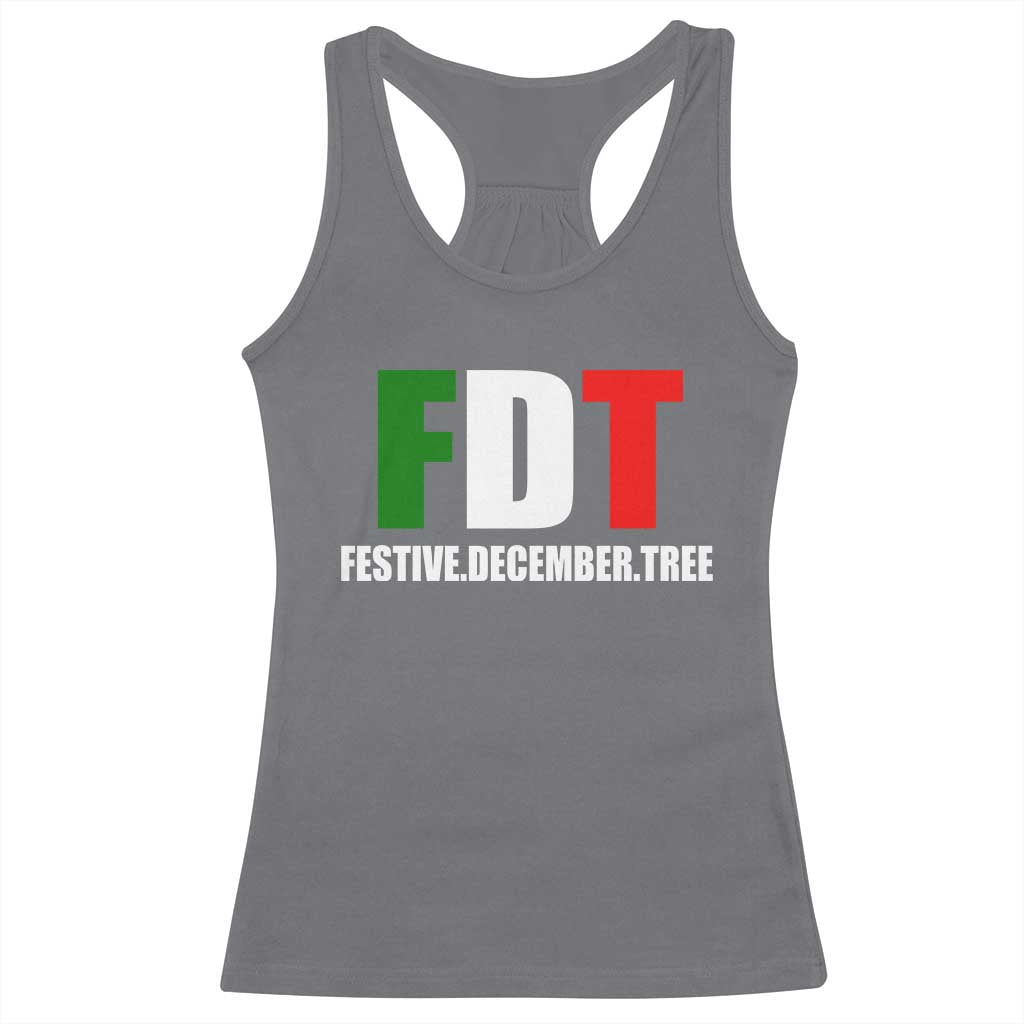 Subtle FDT Christmas Racerback Tank Top Hidden Message Funny Festive December Tree - Wonder Print Shop