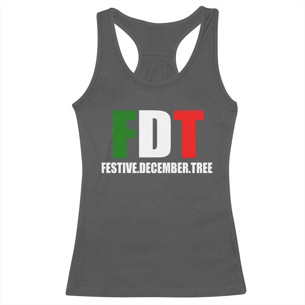 Subtle FDT Christmas Racerback Tank Top Hidden Message Funny Festive December Tree - Wonder Print Shop
