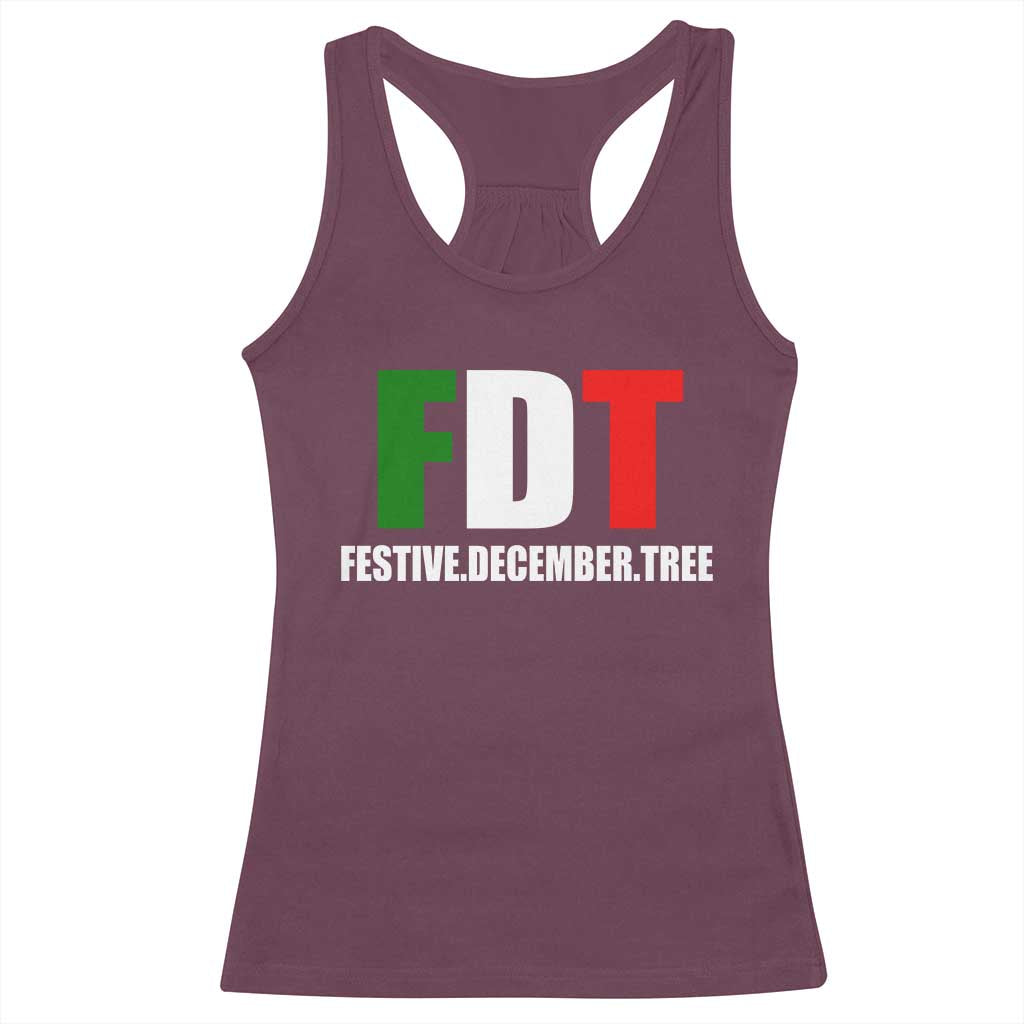 Subtle FDT Christmas Racerback Tank Top Hidden Message Funny Festive December Tree - Wonder Print Shop