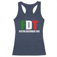 Subtle FDT Christmas Racerback Tank Top Hidden Message Funny Festive December Tree - Wonder Print Shop