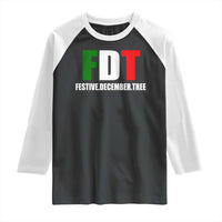 Subtle FDT Christmas Raglan Shirt Hidden Message Funny Festive December Tree - Wonder Print Shop