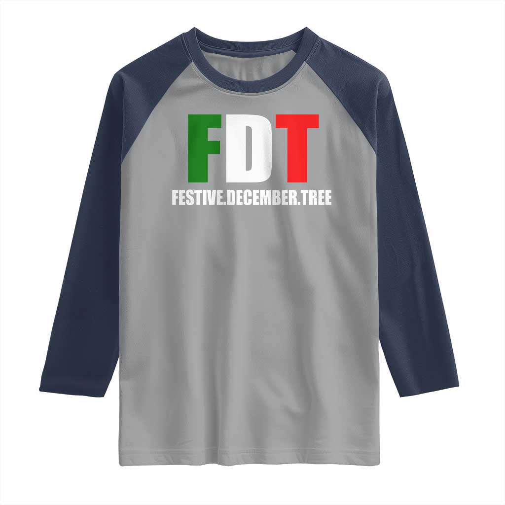 Subtle FDT Christmas Raglan Shirt Hidden Message Funny Festive December Tree - Wonder Print Shop