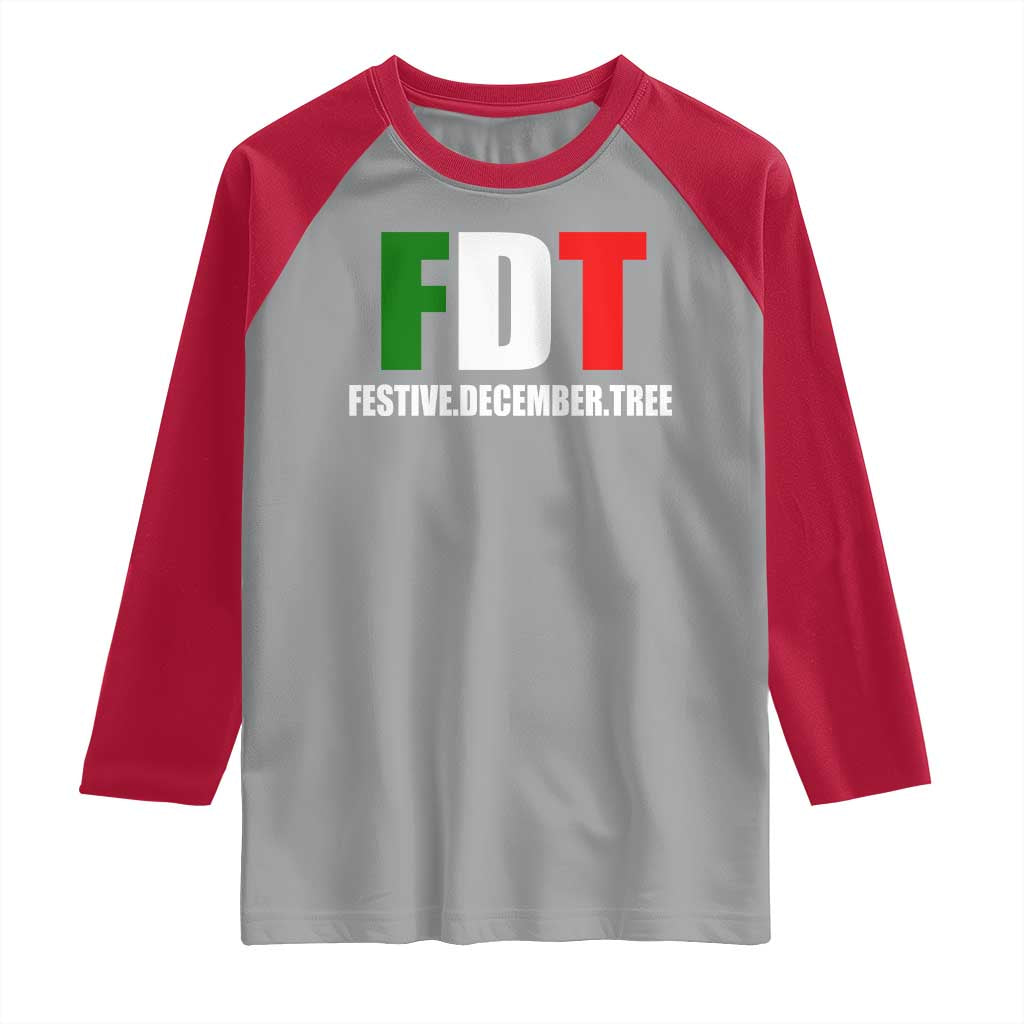 Subtle FDT Christmas Raglan Shirt Hidden Message Funny Festive December Tree - Wonder Print Shop