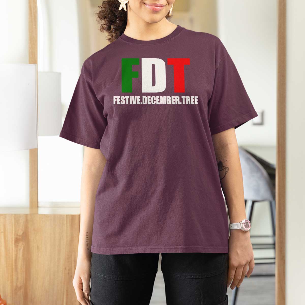 Subtle FDT Christmas T Shirt For Women Hidden Message Funny Festive December Tree - Wonder Print Shop