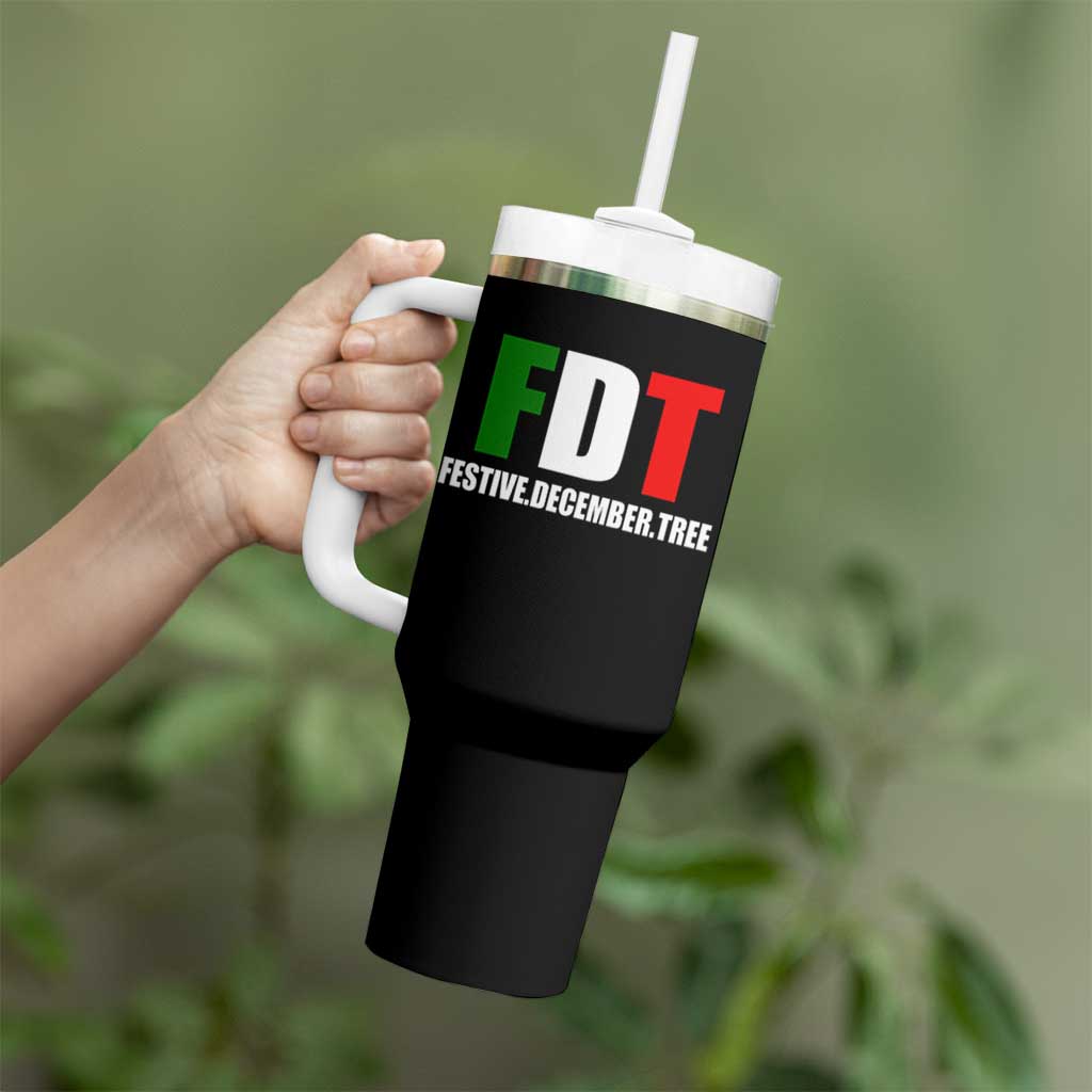 Subtle FDT Christmas Tumbler With Handle Hidden Message Funny Festive December Tree - Wonder Print Shop