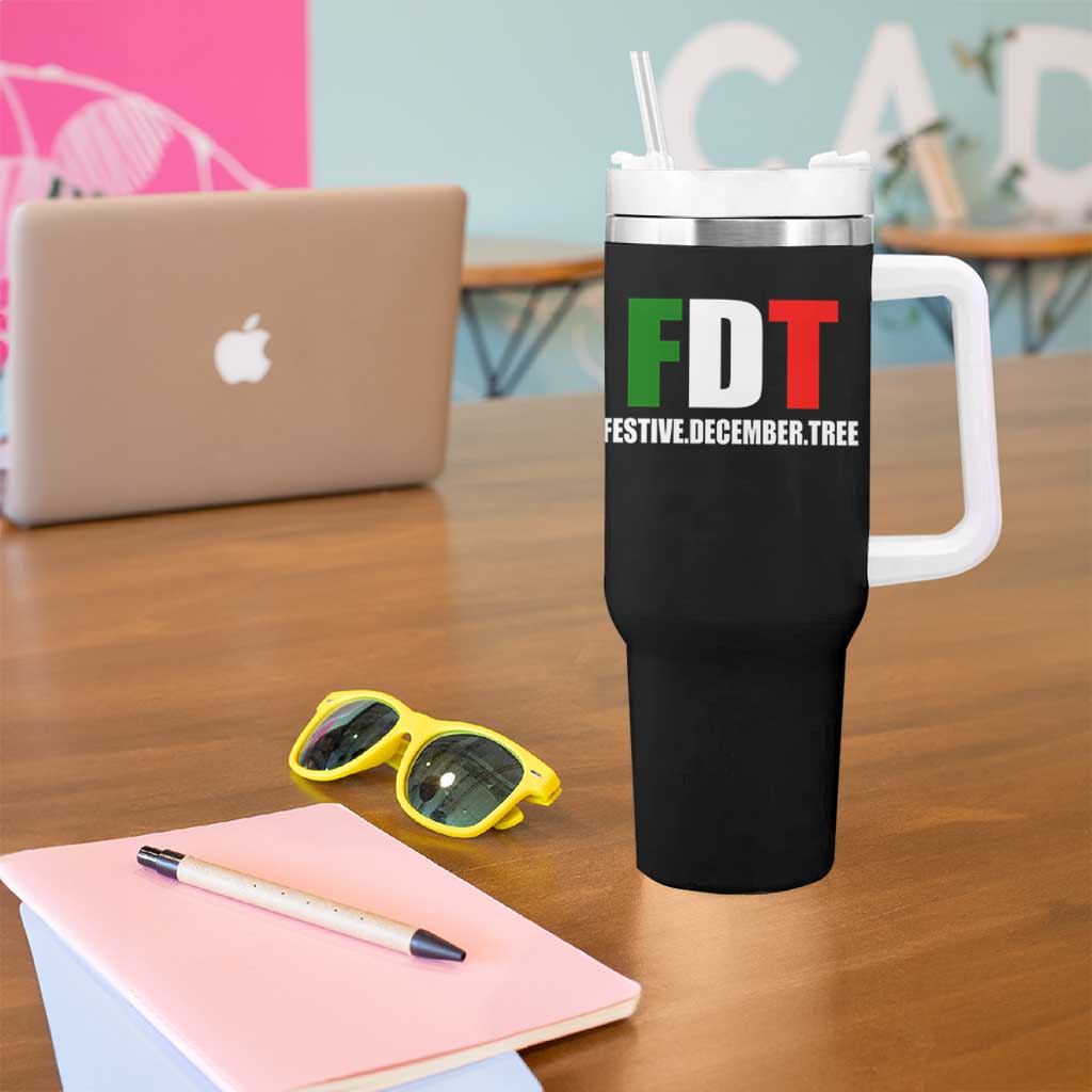 Subtle FDT Christmas Tumbler With Handle Hidden Message Funny Festive December Tree - Wonder Print Shop