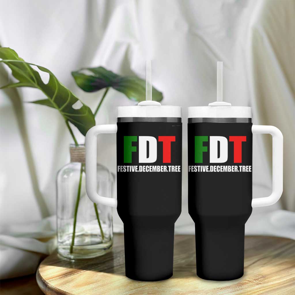 Subtle FDT Christmas Tumbler With Handle Hidden Message Funny Festive December Tree - Wonder Print Shop