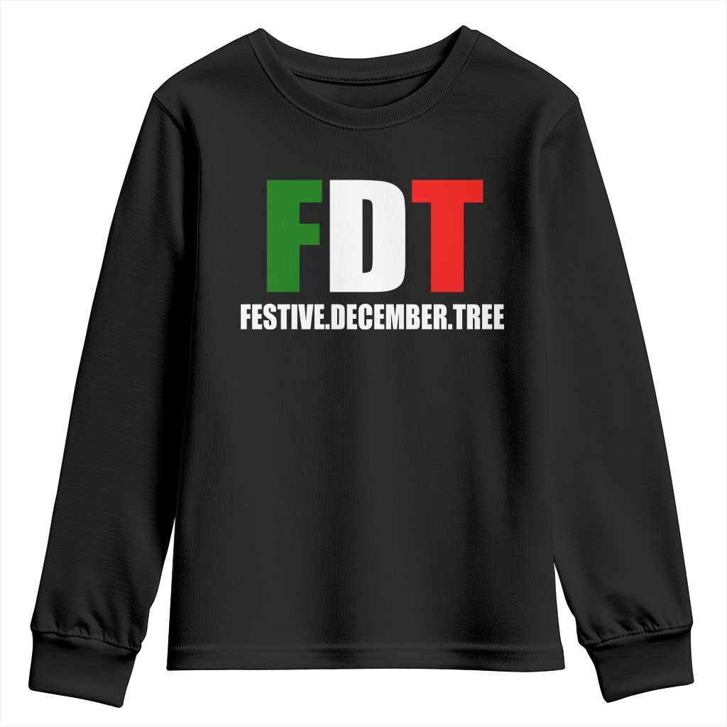Subtle FDT Christmas Youth Sweatshirt Hidden Message Funny Festive December Tree - Wonder Print Shop
