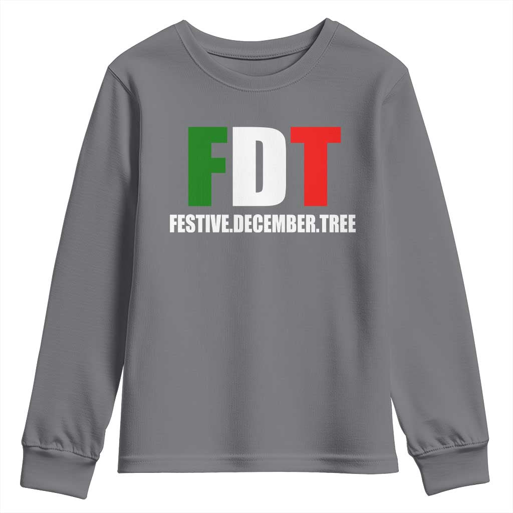 Subtle FDT Christmas Youth Sweatshirt Hidden Message Funny Festive December Tree - Wonder Print Shop