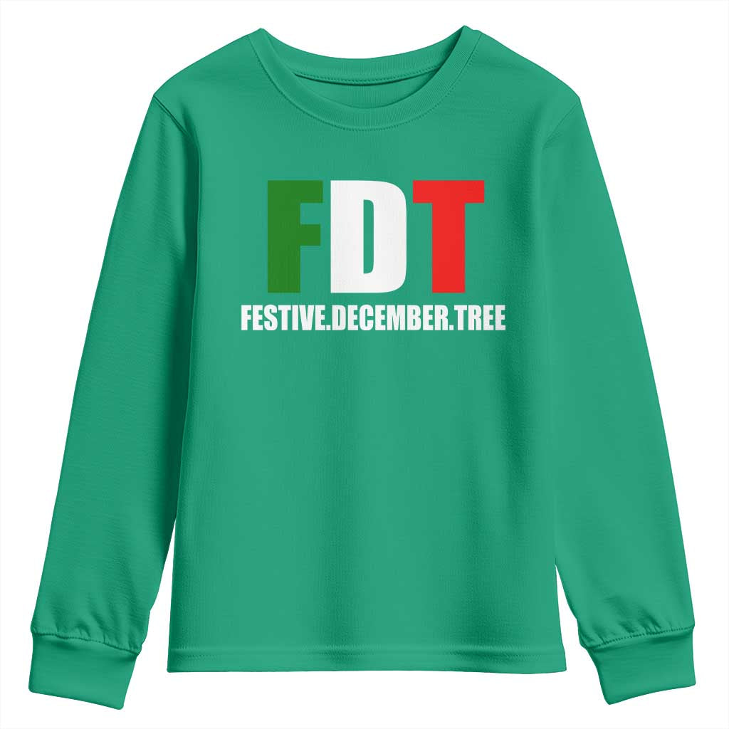 Subtle FDT Christmas Youth Sweatshirt Hidden Message Funny Festive December Tree - Wonder Print Shop