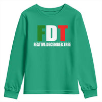 Subtle FDT Christmas Youth Sweatshirt Hidden Message Funny Festive December Tree - Wonder Print Shop