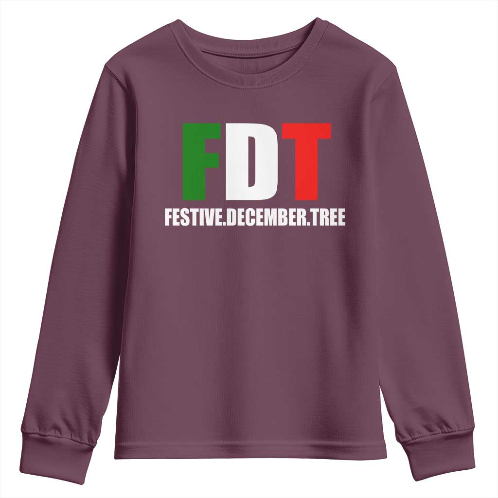 Subtle FDT Christmas Youth Sweatshirt Hidden Message Funny Festive December Tree - Wonder Print Shop