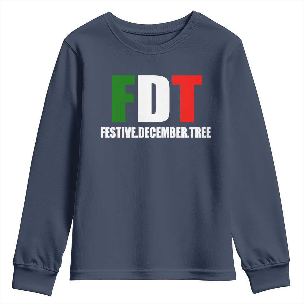 Subtle FDT Christmas Youth Sweatshirt Hidden Message Funny Festive December Tree - Wonder Print Shop