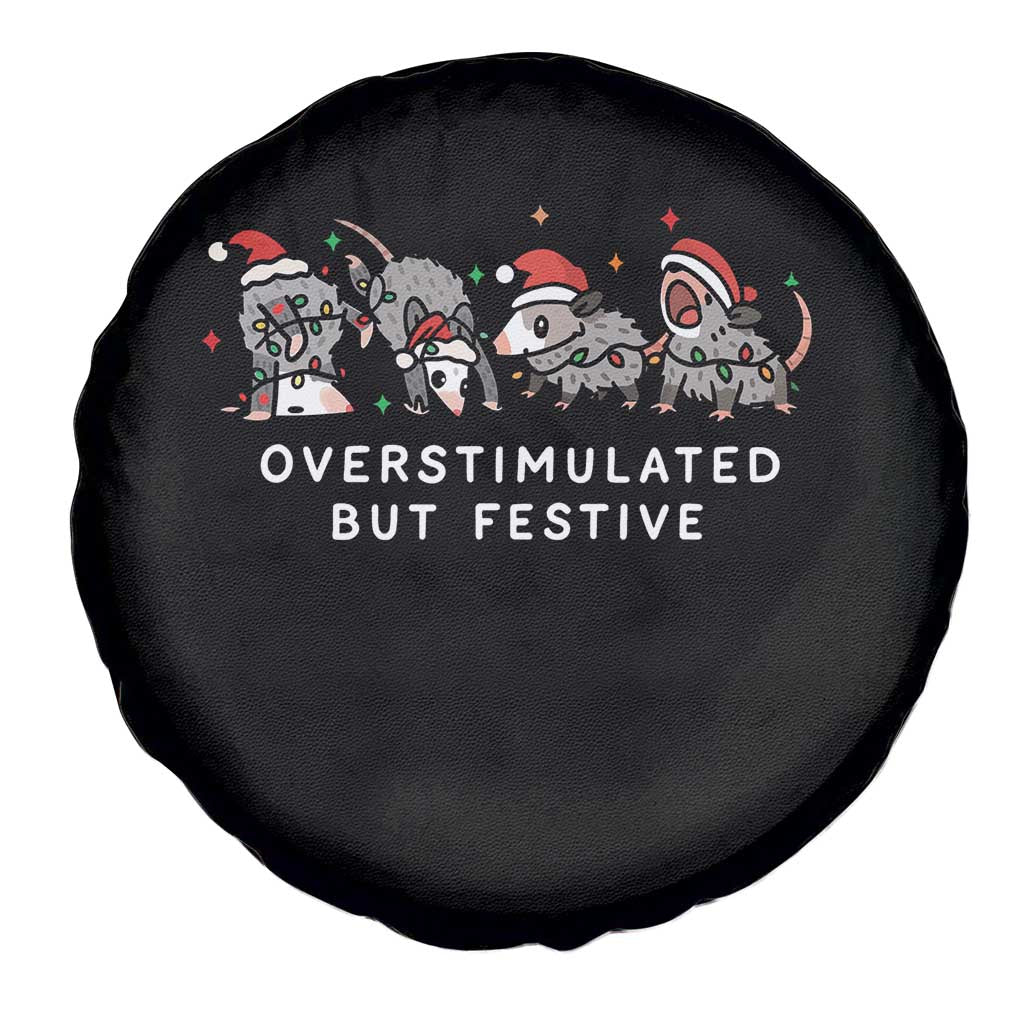 Overstimulated But Festive Possum Christmas Spare Tire Cover Funny Opossum Xmas Meme - Wonder Print Shop