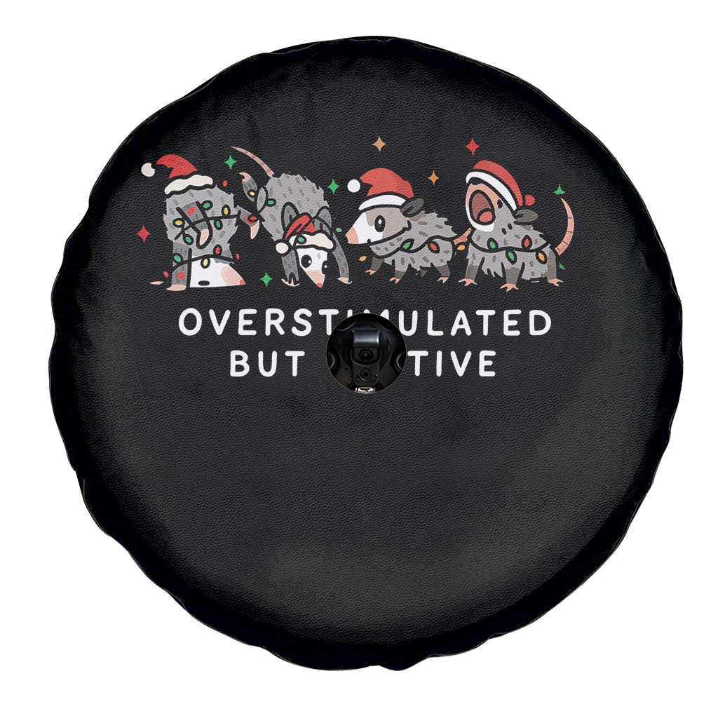 Overstimulated But Festive Possum Christmas Spare Tire Cover Funny Opossum Xmas Meme - Wonder Print Shop