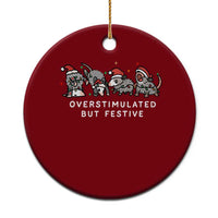 Overstimulated But Festive Possum Christmas Ceramic Ornament Funny Opossum Xmas Meme - Wonder Print Shop