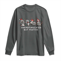 Overstimulated But Festive Possum Christmas Long Sleeve Shirt Funny Opossum Xmas Meme - Wonder Print Shop