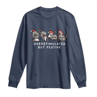 Overstimulated But Festive Possum Christmas Long Sleeve Shirt Funny Opossum Xmas Meme - Wonder Print Shop