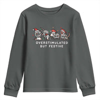 Overstimulated But Festive Possum Christmas Youth Sweatshirt Funny Opossum Xmas Meme - Wonder Print Shop