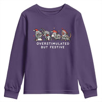 Overstimulated But Festive Possum Christmas Youth Sweatshirt Funny Opossum Xmas Meme - Wonder Print Shop
