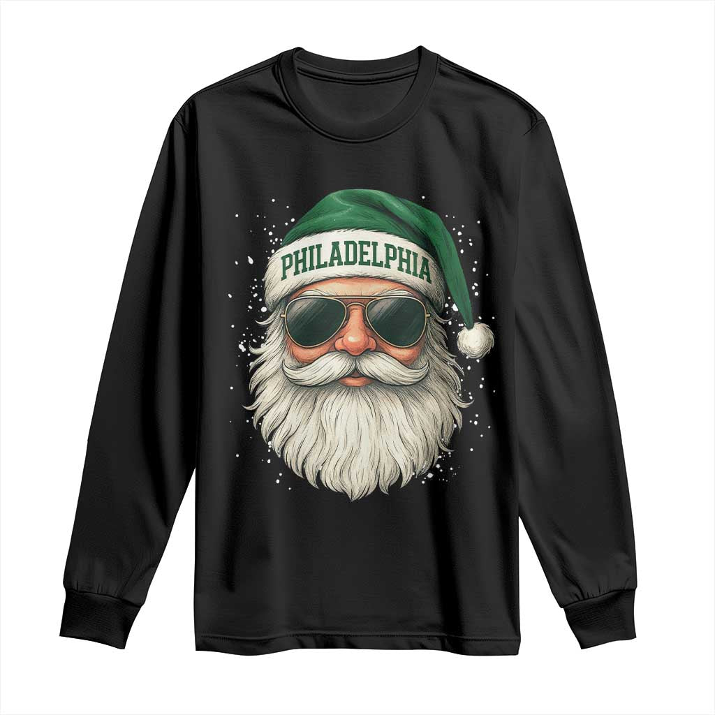 Christmas Philadelphia Fan Long Sleeve Shirt Funny Retro Santa Philly Lovers - Wonder Print Shop