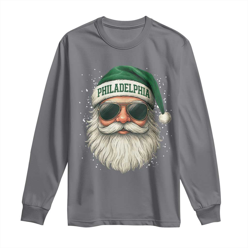 Christmas Philadelphia Fan Long Sleeve Shirt Funny Retro Santa Philly Lovers - Wonder Print Shop