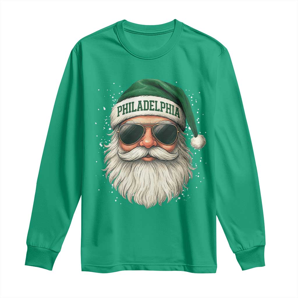 Christmas Philadelphia Fan Long Sleeve Shirt Funny Retro Santa Philly Lovers - Wonder Print Shop