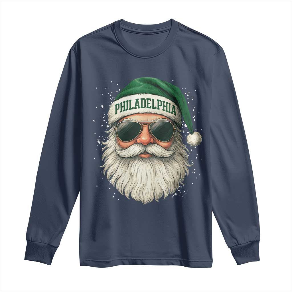 Christmas Philadelphia Fan Long Sleeve Shirt Funny Retro Santa Philly Lovers - Wonder Print Shop