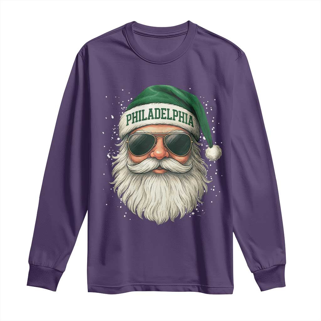 Christmas Philadelphia Fan Long Sleeve Shirt Funny Retro Santa Philly Lovers - Wonder Print Shop