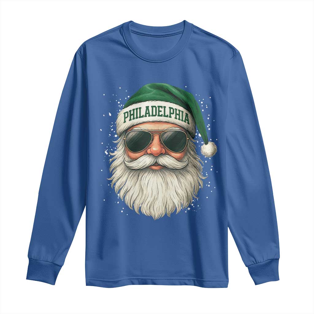 Christmas Philadelphia Fan Long Sleeve Shirt Funny Retro Santa Philly Lovers - Wonder Print Shop