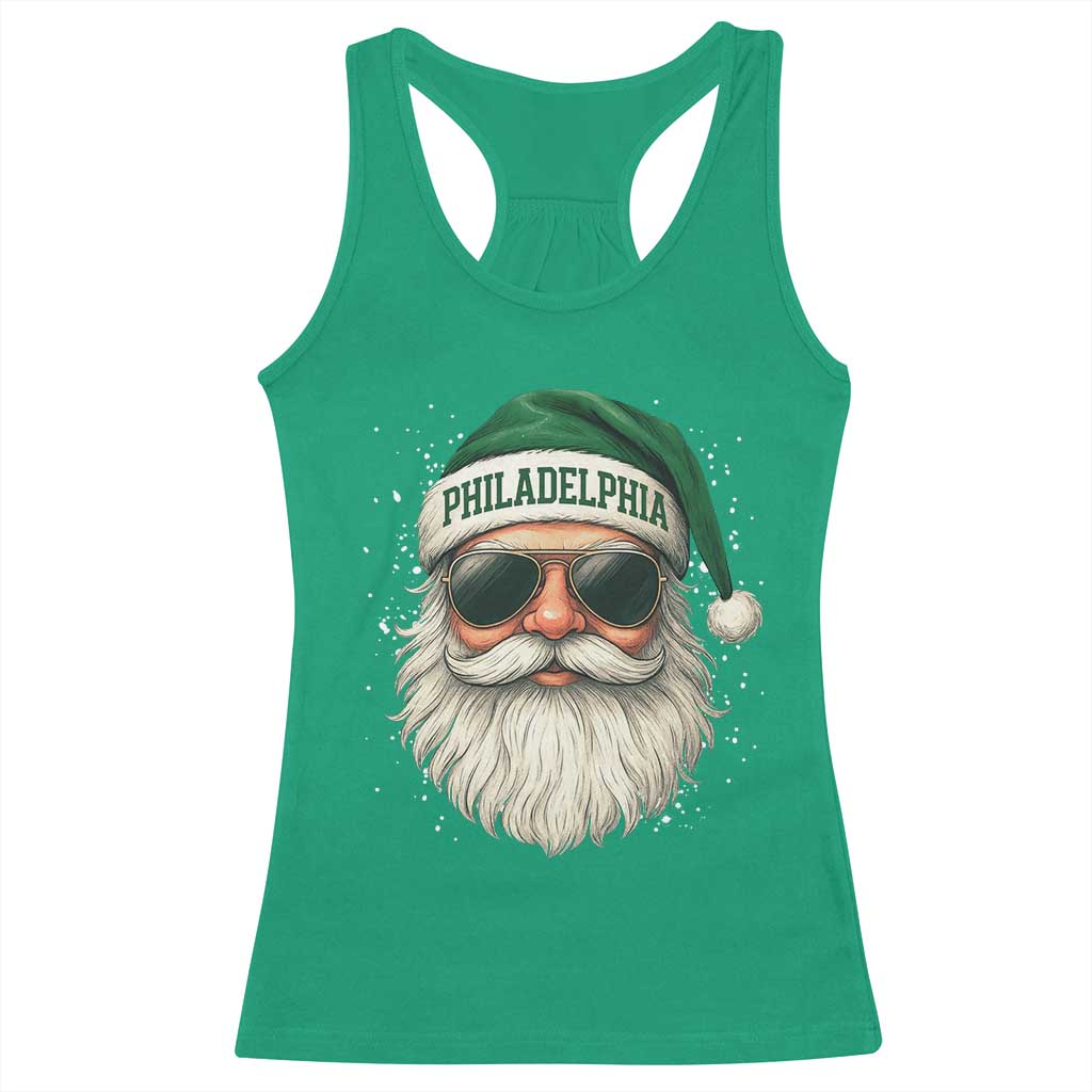 Christmas Philadelphia Fan Racerback Tank Top Funny Retro Santa Philly Lovers - Wonder Print Shop