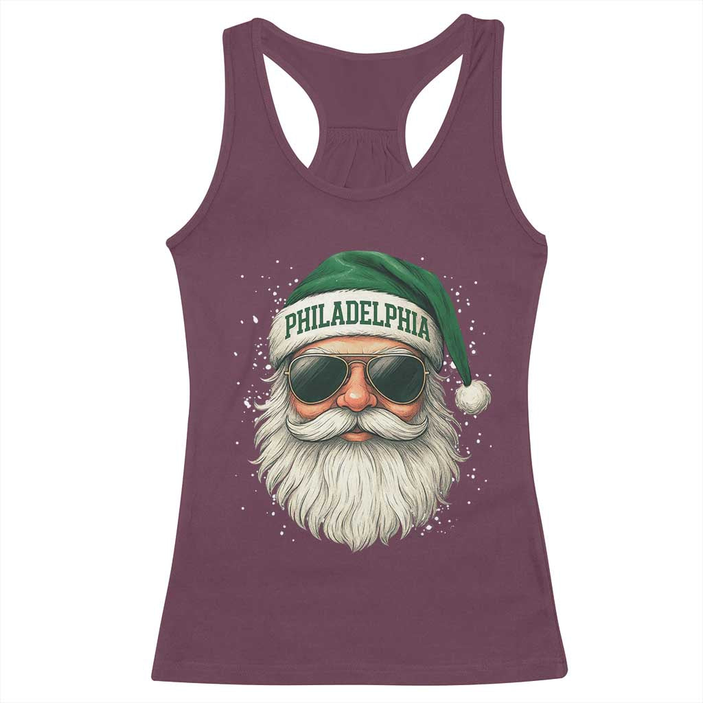 Christmas Philadelphia Fan Racerback Tank Top Funny Retro Santa Philly Lovers - Wonder Print Shop