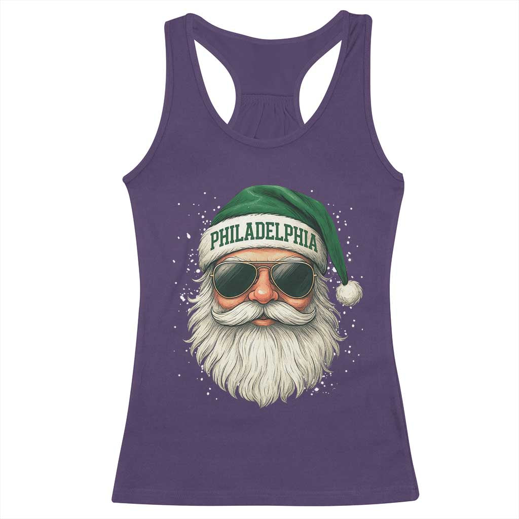 Christmas Philadelphia Fan Racerback Tank Top Funny Retro Santa Philly Lovers - Wonder Print Shop