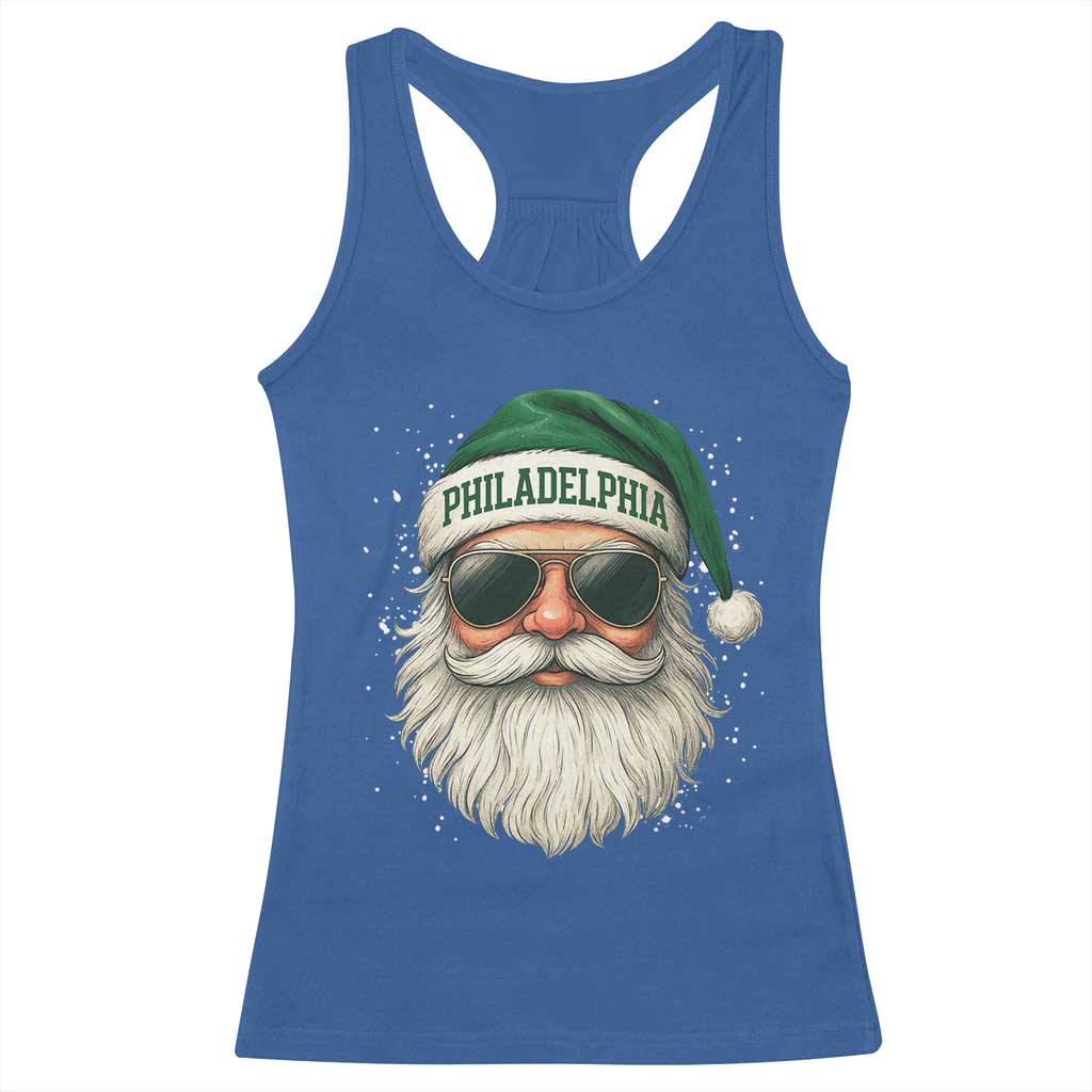 Christmas Philadelphia Fan Racerback Tank Top Funny Retro Santa Philly Lovers - Wonder Print Shop