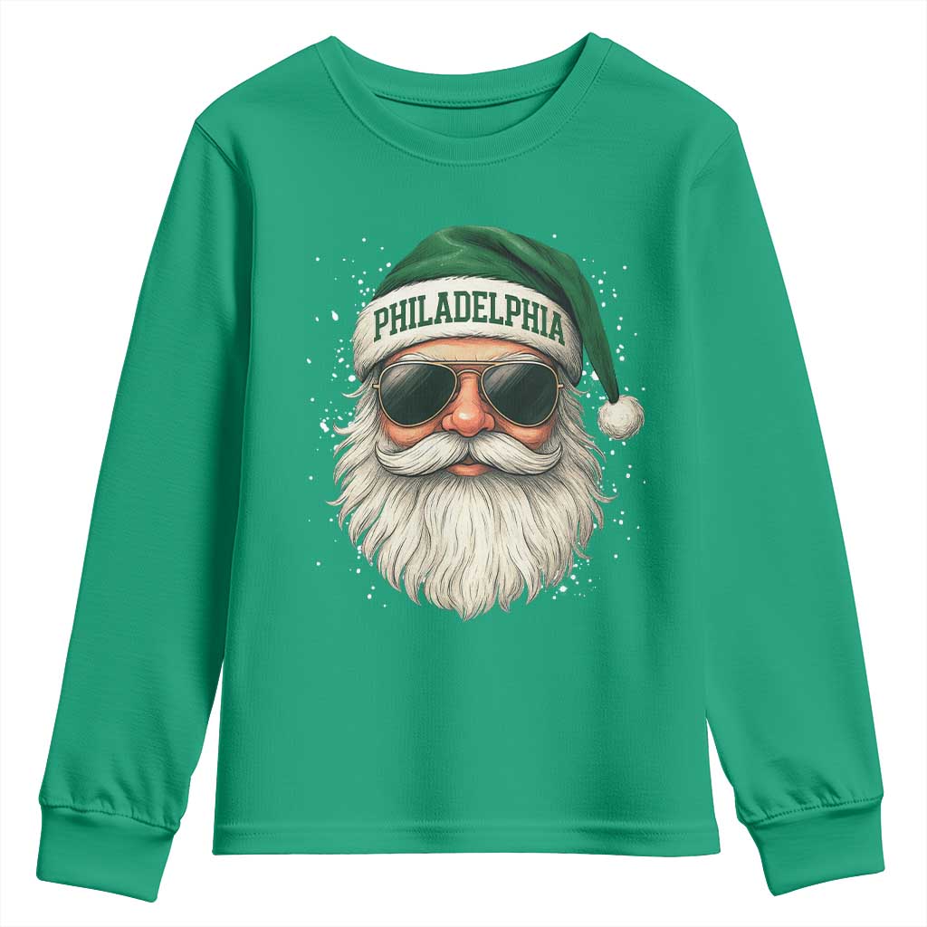 Christmas Philadelphia Fan Youth Sweatshirt Funny Retro Santa Philly Lovers - Wonder Print Shop