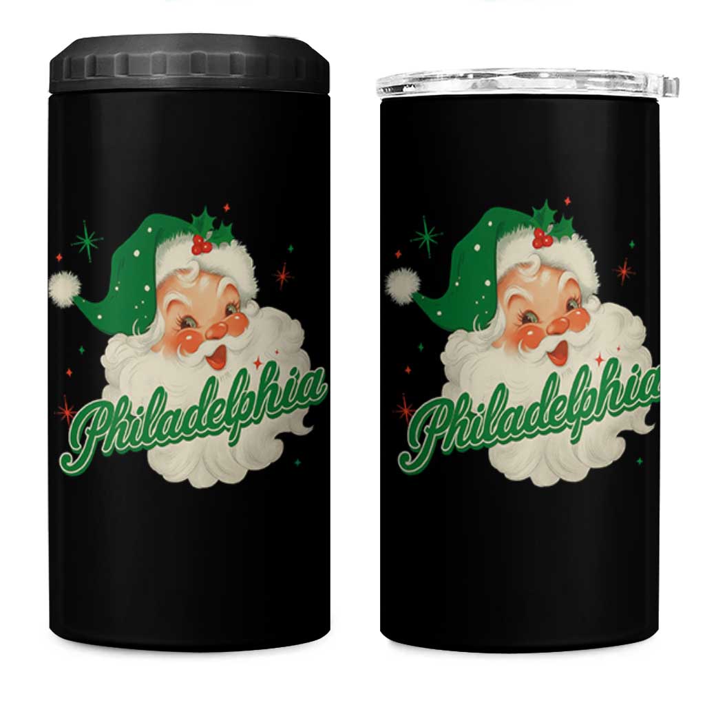 Christmas Philadelphia Football 4 in 1 Can Cooler Tumbler Vintage Santa Philly Lovers - Wonder Print Shop