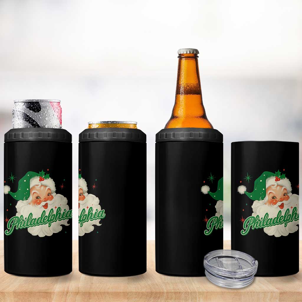 Christmas Philadelphia Football 4 in 1 Can Cooler Tumbler Vintage Santa Philly Lovers - Wonder Print Shop
