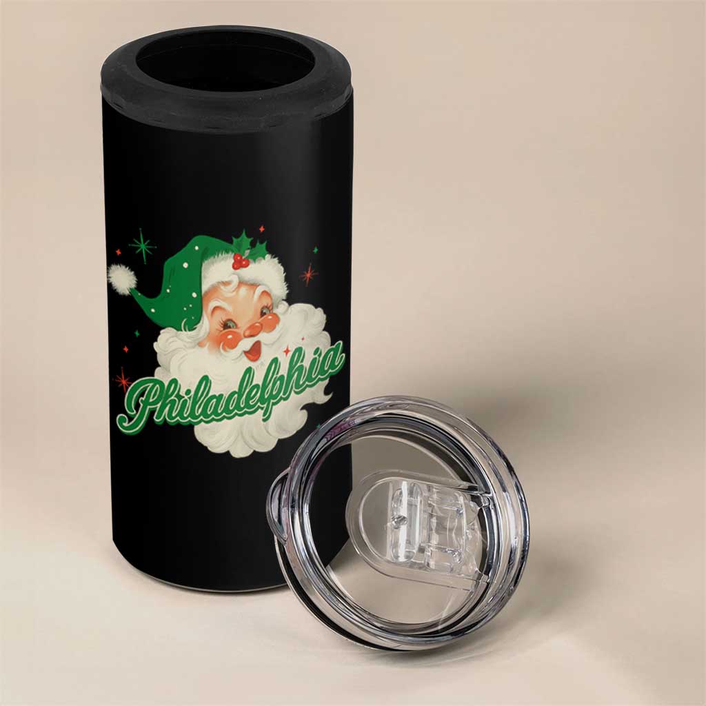 Christmas Philadelphia Football 4 in 1 Can Cooler Tumbler Vintage Santa Philly Lovers - Wonder Print Shop