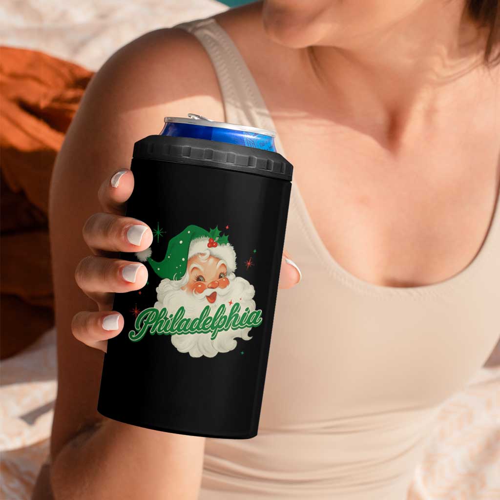 Christmas Philadelphia Football 4 in 1 Can Cooler Tumbler Vintage Santa Philly Lovers - Wonder Print Shop